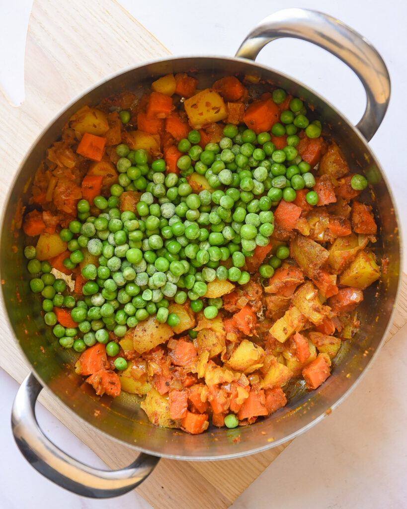 Gajar Maatar Alu Sabzi Carrot Peas and Potato Curry Nourish Deliciously
