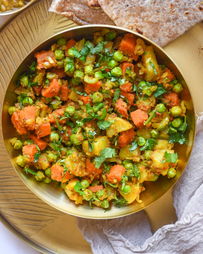 Gajar Maatar Alu Sabzi Carrot Peas and Potato Curry Nourish Deliciously